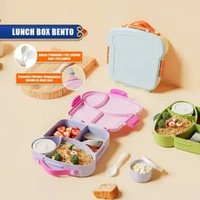SK-C1527 Kotak Makan Sekat Lunch Box Bento Free Sendok Garpu Tempat Saus / Kotak Bekal Set Makan Ana