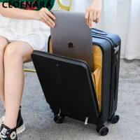 COLENARA Luggage Travel Bag Front Opening Laptop Boarding Case Men's ABS+PC Trolley Case 20"24 Inch Women's Cabin Suitcase