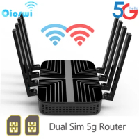 Cioswi 5G Router Dual SIM DDR4 1GB 3000Mbps WIFI6 USB3.0 4*LAN 8 Antennas 2.4GHZ 5GHZ Dual-Frequency Network Extender 5G NSA SA