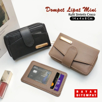 Dompet lipat mini  kulit sintetis dompet kartu uang kertas dan koin dompet simple cewek kekinian