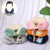 Cartoon Neck Pillow for Kids Memory Foam Animal Travel Pillow for Airplane Lightweight U-shaped Traveling Pillow for Car Train
