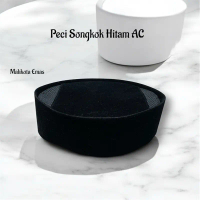 Peci Songkok Hitam Polos Model AC Tinggi 7cm, 8cm, 9cm//Peci Anak & Dewasa Berkualitas