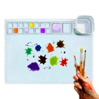 Silicone Craft Mat Craft Mat With Cleaning Cup For Painting Kids Drawing Mat With Cup Palette For Art Acrylic Engineering Clay