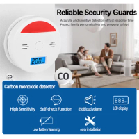 Household CO Sensor High Sensitivity Wireless Carbon Monoxide Poisoning Smoke Detector with Built In Siren Alarm Function