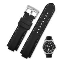 HAODEE Silicon Watchband For Tudor PELAGOS Series 25500TN 25600TN Black Waterproof Rubber 22mm Dedicated Lug Watch Belt