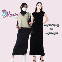 Inner Span Dress - Gamis lengan panjang dan tanpa lengan Polos Busui Bahan Jersey Fit To L balon mus
