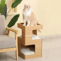 Small Cat Tree for Indoor Cat Tower Spacious Top Scratching Pad Furniture Stand House 3 Levels Cat Scratching Post Pet Toys