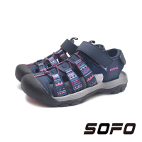 【SOFO】女 OUTDOOR 水陸溯溪魔鬼氈護趾運動涼鞋 女鞋(織帶藍)