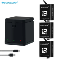 COOLSHOW For Gopro Hero 12 Extended Battery Charger 1800mah for Gopro Hero 11 Hero 10 Hero 9 Extremely Batteries Accessories