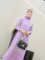 Gamis Senjakala Dress Warna Lilac Bahan Katun Rayon Polos