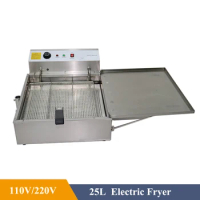 110V/220V Stainless Steel Electric Fryer Deep-Fried Dough Sticks Fryer Commercial Doughnut Fryer With Oil Drain Valve Fryer