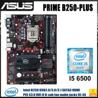 LGA 1151 Motherboard set ASUS PRIME B250-PLUS with intel Core I5 6500 cpu Intel B250 Motherboard DDR4 64GB M.2 USB3.1 ATX