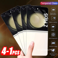 1-4Pcs Back Tempered Glass For Samsung Galaxy Z Flip5 Rear Black Edge Screen Protectors Sumsung Z Flip 5 ZFlip5 Protective Film