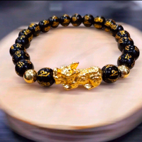 Gelang Giok Pixiu Hitam 8 mili