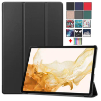 For Samsung Galaxy Tab S9 11 2023 Case Tablet PU Leather Hard PC Shell For Samsung Tab S9 S9 Plus Case 12.4 Cover Etui + Stylus