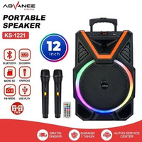 ORIGINAL Advance Speaker AKTIF Bluetooth KS-1221 + 2MIC / Salon Full Bass 12inch KS1221 KS 1221 RGB 