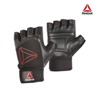 Reebok 銳步 短指皮革重訓手套 (黑/紅)