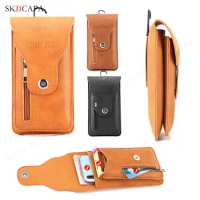 Universal PU Leather Phone Pouch For Xiaomi 12S Ultra 12X 12 11T Pro 11Lite 11X Zipper Wallet Card Slot Belt Clip Waist Bag Case