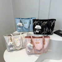 2026 Trendy Large Capacity Zipper Bag for Women 2025 New Simple Large Bag Cute Textured Commuter Tot