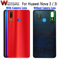 New For Huawei Nova 3 Battery Cover Back Glass Rear Door Housing Case For Huawei Nova 3i INE-LX1 Battery Cover With Camera Lens