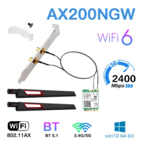 3000Mbps WiFi 6 Intel AX200NGW Desktop Kit Dual Band 2.4Ghz/5Ghz 802.11AX Bluetooth-compatible 5.1 WiFi M.2 Network Card Adapter