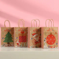 24pcs Christmas Gift Bag for Children Cute Cartoon Printed Kraft Paper Bag Christmas New Year Paper Bags packaging