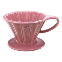金時代書香咖啡 TIAMO V02花漾陶瓷咖啡濾器組 (粉紅)附濾紙量匙滴水盤  HG5536PK