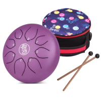 6 Inch Steel Tongue Drum Handpan Drum 8-Notes C-Key Percussion Instrument with Mallets Drum Bag Wiping Cloth drum accessories