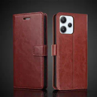Card Holder Cover Case for Xiaomi Redmi 12 6.79" / Redmi 12 5G Pu Leather Flip Cover Retro Wallet Case Business Fundas Coque
