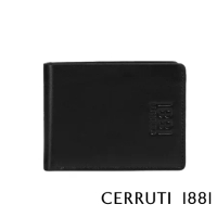 【Cerruti 1881】限量2折 義大利頂級小牛皮5卡皮夾 全新專櫃展示品(黑色 CEPU05922M)