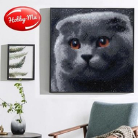 Deceble 5D DIY Full Drill Square Diamond Painting Grey Cat Cross