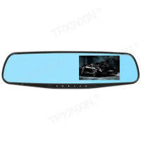 Rearview mirror HD streaming media driving recorder 3.5-inch full-screen touch dual-lens reversing image