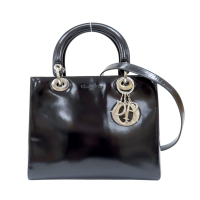 【二手名牌BRAND OFF】Dior 迪奧 黑色 漆皮 Lady Dior 兩用包