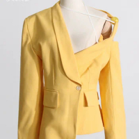 Tesco Women's Blazer Autumn Winter New Design Asymmetric Suit Top Fashion Off Shoulder Slim Fit Suit Jacket For Party