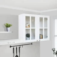 FULL KAYU - Kitchen Set Atas Rak Dapur Modern Minimalis Nebraska Kaca 2 Pintu Kaca Full