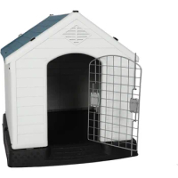 LUCKYERMORE Dog Kennel Outdoor Waterproof Rainproof Pet House Crate with Door Indoor Plastic Puppy Cage, Medium