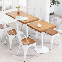 網紅餐椅美式LOFT實木咖啡廳餐桌椅組合西餐廳椅子白色甜品店桌椅 年終尾牙慶
