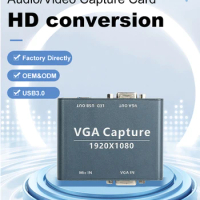 VGA to USB Capture Converter USB 3.0 HD Audio and Video Capture Device Driver Free Support Plug and Play Game Live Streaming Box