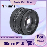 7artisans 50mm F1.8 APS-C Humanities Prime Lens Large Aperture Lightweight Camera Lens for Sony A7 Fuji X-S10 Canon EOS-M