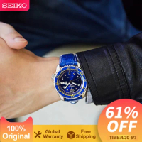 Original Seiko 5 Men's Automatic Mechanical Watch Blue Strap Watches 10Bar Waterproof Sports Luminous Watchs For Men