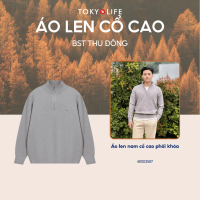 Áo len nam cổ cao phối khóa, dệt kim  TOKYOLIFE 40003587