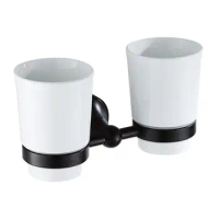 Household Double Tumbler Risen Cup Holder With Ceramic Cups Set