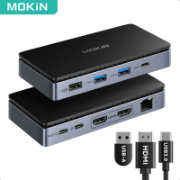 MOKiN 8 in 1 USB C Dock 4K 60Hz HDMI Monitor Display Port USB C Laptop Docking Station HUB Multiport Adapter USB 3.0 HUB 100W PD