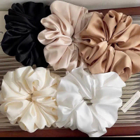 ￼[SIÊU TO] Dây buộc tóc scrunchies lụa to phồng, Cột búi tóc Lụa Satin, Phi Bóng, Vải Organza Cao Cấ