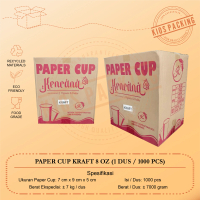 1 Dus (1000 PCS) Paper Cup 8oz Gelas Kertas Kraft Motif Kopi 8oz