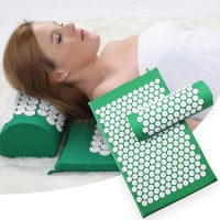 Acupuncture Massage Mat &amp; Pillow Set Massage Mat Acupressure Relax Relieve Back Body Pain Flower Spike Acupuncture Cushion