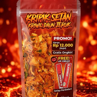 Kripik Setan Kriwil Daun Teruk Promo Harga Rp 12.000 Saja Gratis Ongkir Free Lip Cream Glamingo Seti