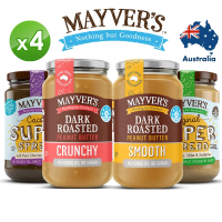 【Mayvers】澳洲香烤無糖花生醬&amp;超級堅果醬(任選四入組375g&amp;280g)