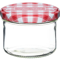 《KitchenCraft》旋蓋玻璃密封罐(紅格230ml) | 保鮮罐 咖啡罐 收納罐 零食罐 儲物罐
