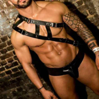Gay Rave Harness Fetish Gay BDSM Chest Harness Belts Sexual Leather Clothes Punk Rave Body Harness Straps Sexy Erotic Lingerie